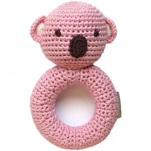 NWT Cheengoo Organic Hand Crocheted Rattle Koala Pink